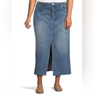 Kut From The Kloth Jen Midi Skirt Denim A-line With Slit 14